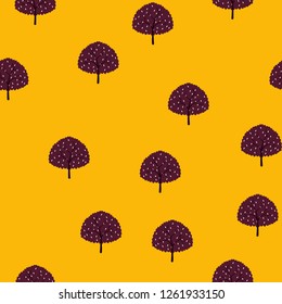 Seamless pattern with trees on a blue background.