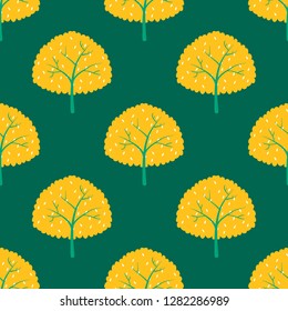 Seamless pattern with trees on a blue background.