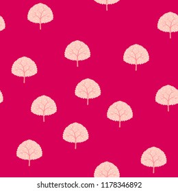 Seamless pattern with trees on a red background.