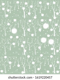 Seamless Pattern of trees on teal. Vector Illustration