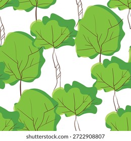 Padrão contínuo com árvores, plantas. Plano de fundo do vetor de cores. Primavera, árvore de outono para o seu projeto. Conceito de ideia ecológica. Design de impressão para papéis de parede, tecido, têxtil.