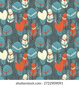 Patrón sin fisuras con árboles, plantas. Fondo de Vector de color. Árbol de primavera, otoño para su diseño. Concepto de idea ecológica. Diseño de impresión para Fondos de pantalla, tela, textil.