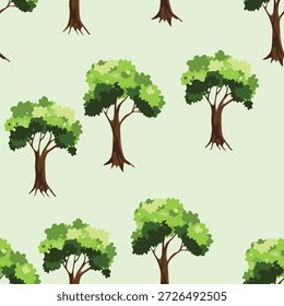 Padrão contínuo com árvores, plantas. Plano de fundo do vetor de cores. Primavera, árvore de outono para o seu projeto. Conceito de ideia ecológica. Design de impressão para papéis de parede, tecido, têxtil.