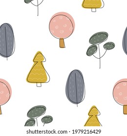
seamless pattern with trees in the Scandinavian style. suitable for fabric design, textile, booklets, invitations