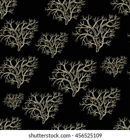 seamless pattern of trees silhouette of on a black background vector illustration