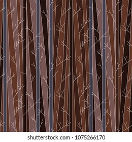 Seamless pattern with trees silhouette without leaves. vector background