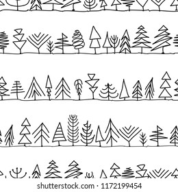 Seamless pattern with trees, sketch for your design