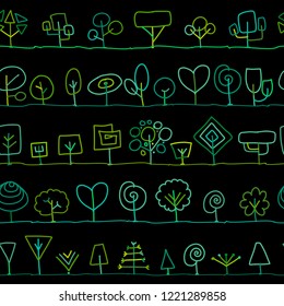 Seamless pattern with trees, sketch for your design