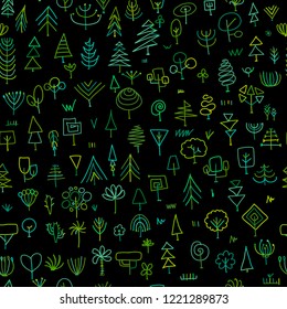 Seamless pattern with trees, sketch for your design