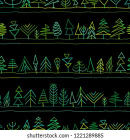 Seamless pattern with trees, sketch for your design