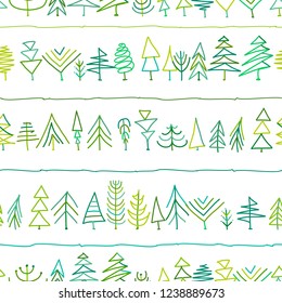 Seamless pattern with trees, sketch for your design