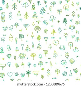 Seamless pattern with trees, sketch for your design