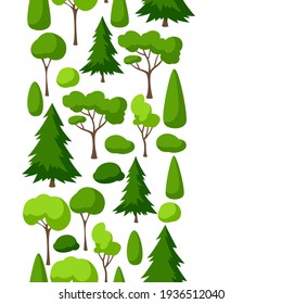 Seamless pattern with trees, spruces and bushes.