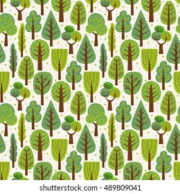 Seamless pattern with trees. Summer