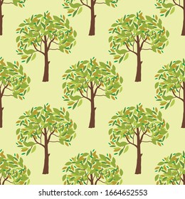 Seamless pattern with trees. Vector. Garden