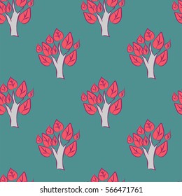 Seamless pattern with trees, vector illustration.
