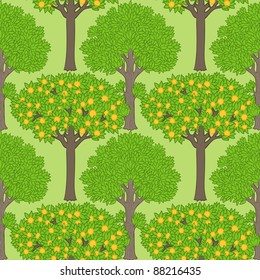 Seamless pattern with trees. Vector illustration