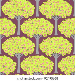 Seamless pattern with trees. Vector illustration