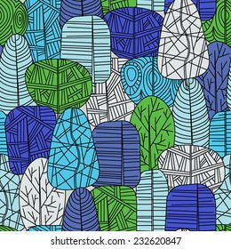 A seamless pattern with trees. Winter background.