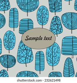 A seamless pattern with trees. Winter background.