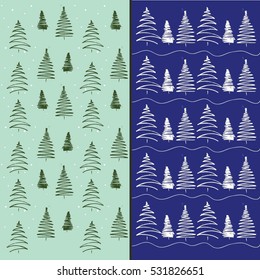 seamless pattern of trees and woods. Vector graphics. Wrapping paper, weave, wrapping paper