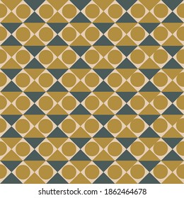 Seamless pattern in trend colors. With abstract figures from squares and circles. Graphic modern print. Simple vector texture