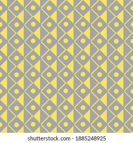 Seamless pattern in trend colors. With abstract figures from squares and circles. Graphic modern print. Simple vector texture.