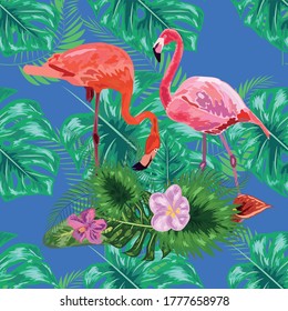 seamless pattern of trendy bird pink flamingos. art design wallpaper.