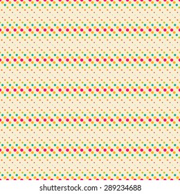 Seamless pattern. Trendy color texture. Bright colourful pattern with regularly repeating geometrical elements, shapes, dots, diagonal dotted lines. Backdrop. Web. Vector element of graphic design