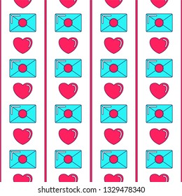 Seamless pattern with trendy cute funny stickers. Flat Outline Vector Background