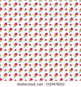 Seamless pattern with trendy cute funny stickers. Flat Outline Vector Background