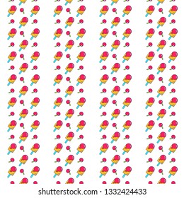 Seamless pattern with trendy cute funny stickers. Flat Outline Vector Background