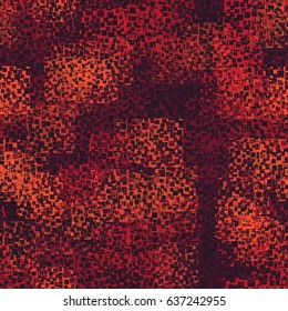 Seamless pattern. Trendy digital camouflage. Dark red, red, orange.