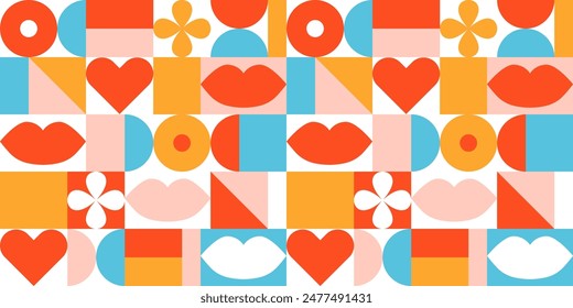 Seamless pattern with trendy geometric shapes