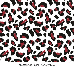 Seamless pattern of trendy leopard print in red. Great for fashion.