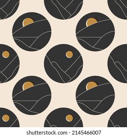Nahtlose Muster des trendigen minimalistischen Landschaftsbildes, abstraktes zeitgenössisches Design