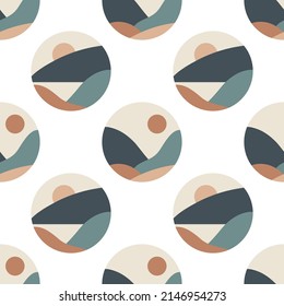 Seamless pattern of trendy minimalist landscape abstract contemporary design