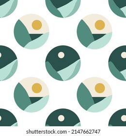 Seamless pattern of trendy minimalist landscape abstract contemporary design
