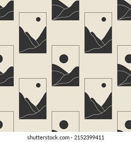 Seamless pattern of trendy minimalist landscape abstract contemporary design