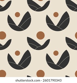 Seamless pattern of trendy minimalist landscape abstract contemporary collages