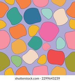 Seamless pattern trendy pattern multicolored spots,abstract wallpaper.vector illustration on purple background.