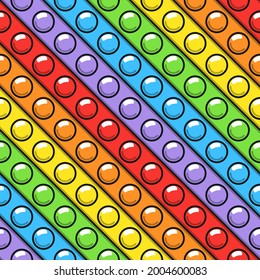 Seamless pattern of trendy pop it fidgets. colorful antistress toys. Sensory fidget in rainbow colors. Relax popit vector illustration