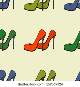 Seamless pattern with trendy shoes