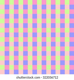 Seamless pattern with trendy stylish cell Gingham light pastel colors of green, peach, orange, blue and pink