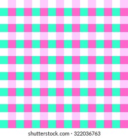 Seamless pattern with trendy stylish cell Gingham, pink, white and azure