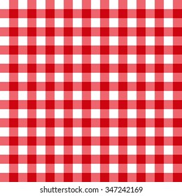 Seamless pattern with trendy stylish cell Gingham. The bright red and white.