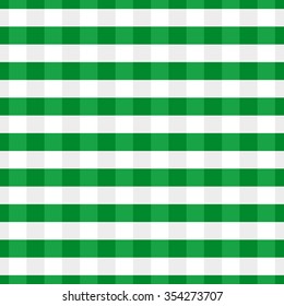 Seamless pattern with trendy stylish cell Gingham, volume strips of cells. The two shades of color is dark green and light gray to white.