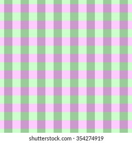 Seamless pattern with trendy stylish cell Gingham, volume strips of cells. In two color shades of green and pink.