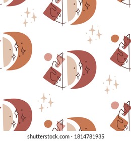 Seamless pattern. Trendy vector illustration of organic abstract shapes and doodle objects.