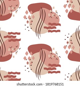 Seamless pattern. Trendy vector illustration of organic abstract shapes and doodle objects.